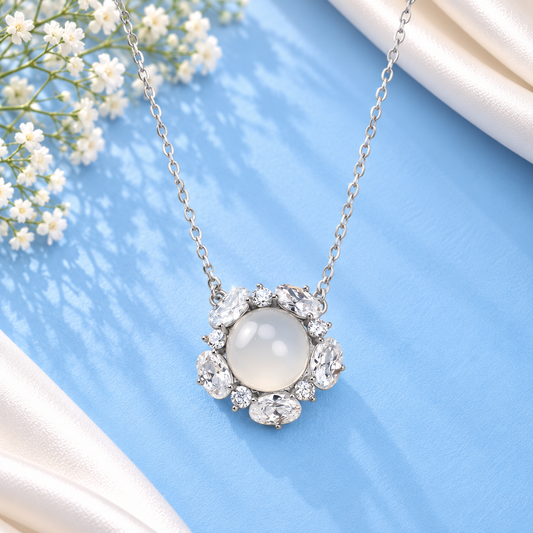 Pearl Floral Zircon Necklace | 925 Silver Taravya