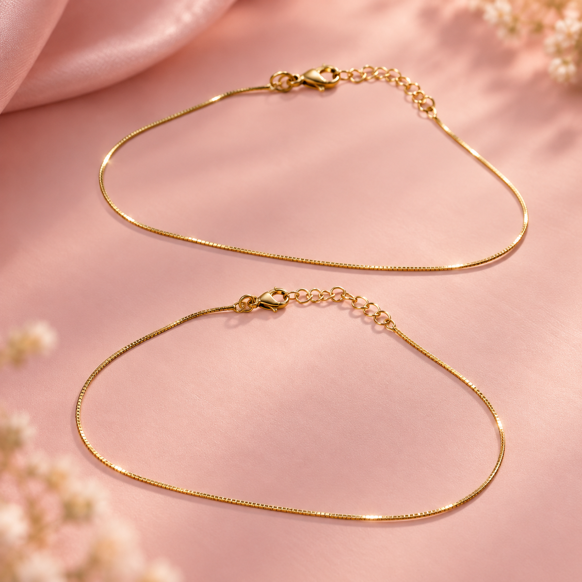 Taravya 925 Silver Classic Box Chain Anklet Taravya