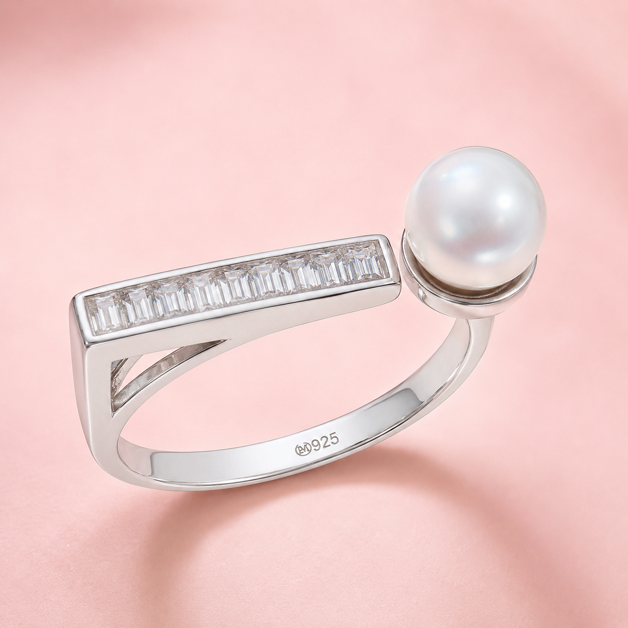 Pearl Elegance 925 Sterling Silver Adjustable Ring