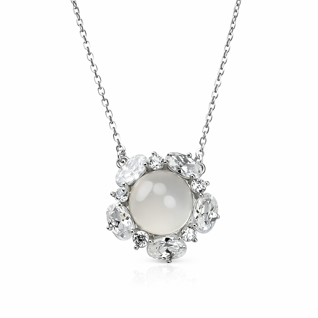 Pearl Floral Zircon Necklace | 925 Silver
