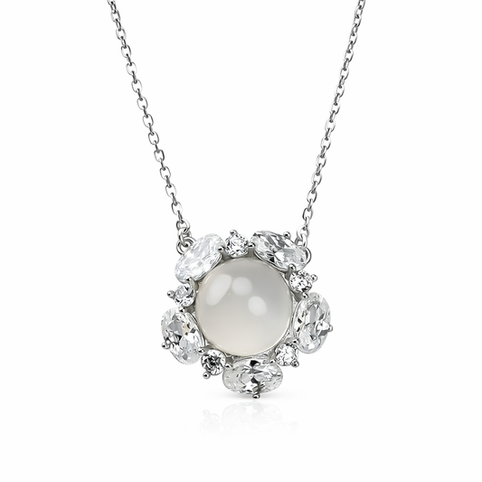 Pearl Floral Zircon Necklace | 925 Silver
