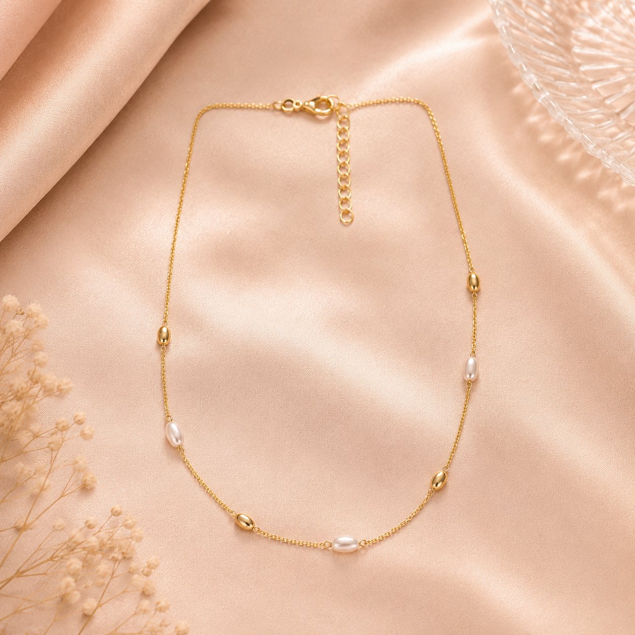 Pearl Elegance Station Necklace
