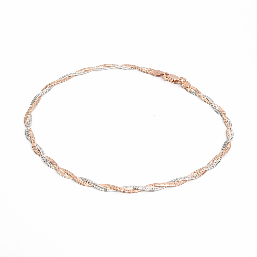 Silver Rose Gold Twist Muse Anklet