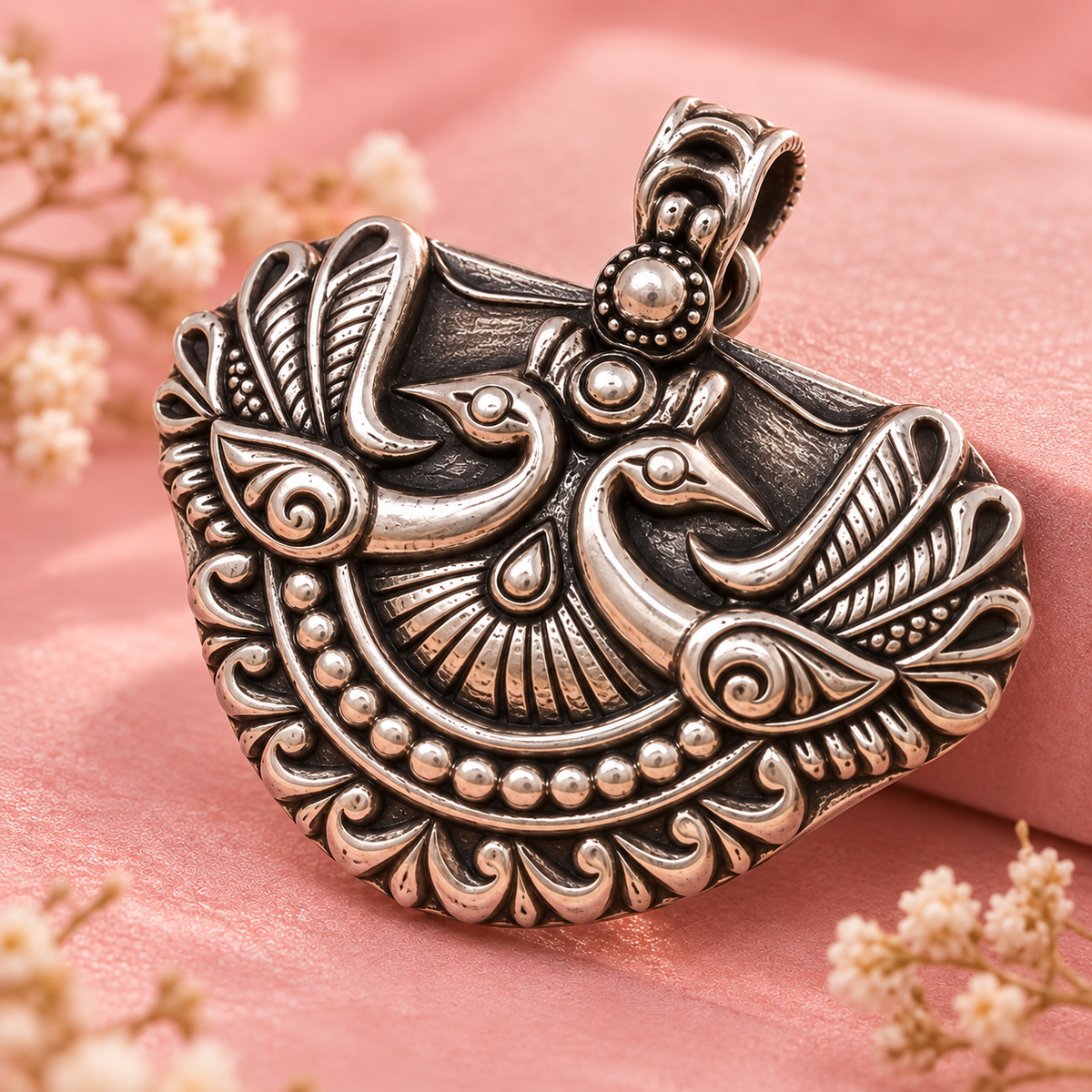 Taravya Twin Peacock Heritage Pendant Taravya