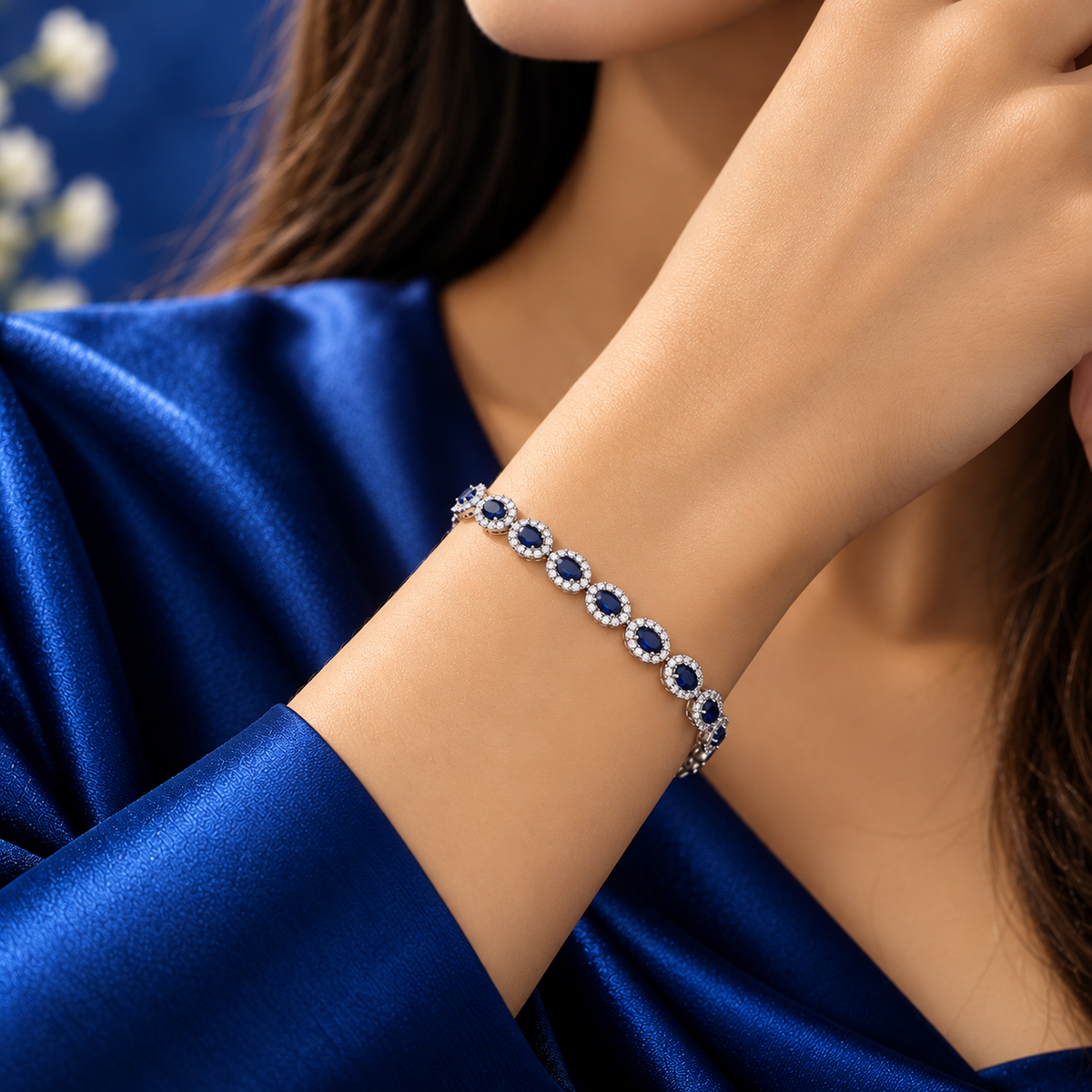 Taravya Women’s Infinity Pink Blossom Silver Bracelet