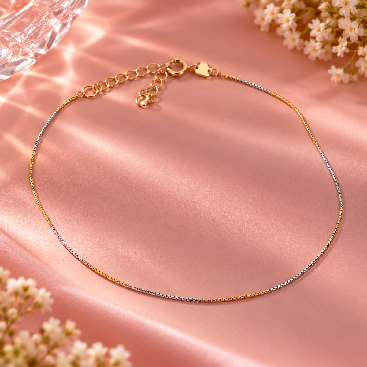 ✨ Taravya Duo-Tone Elegance 925 Silver Anklet Taravya