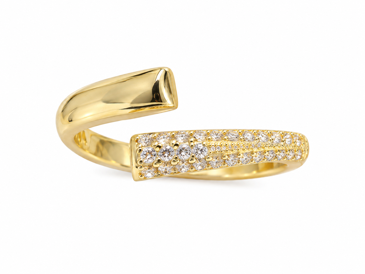 Adjustable CZ Pave Band Ring