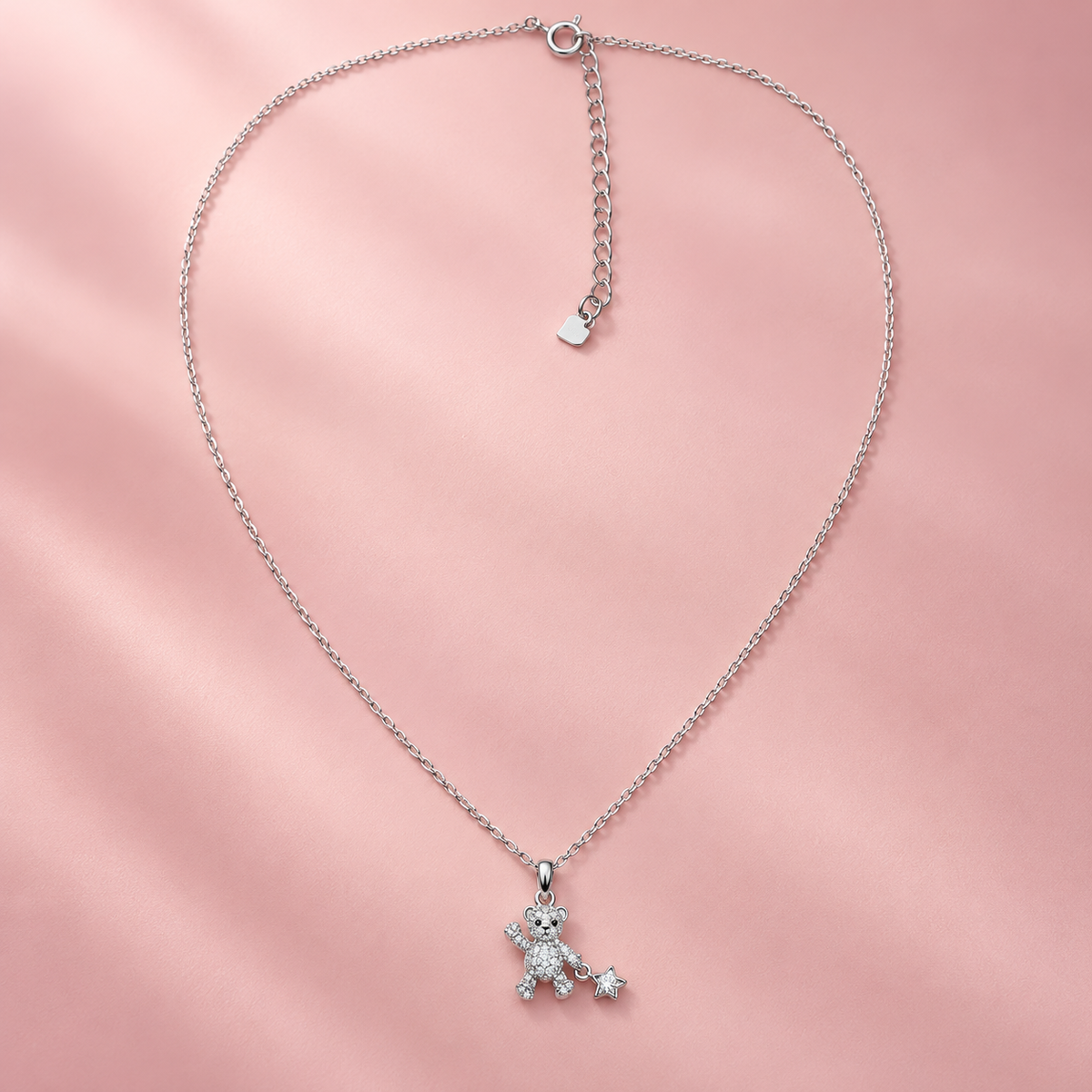 Taravya Sparkling Teddy Bear Pendant Necklace
