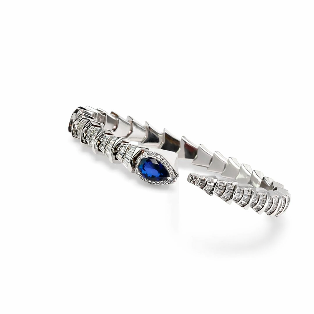 Serpent Blue stone 925 Silver Bracelet