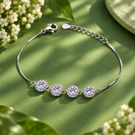 ✨ Taravya Celestia Four-Stone Halo Bracelet Taravya