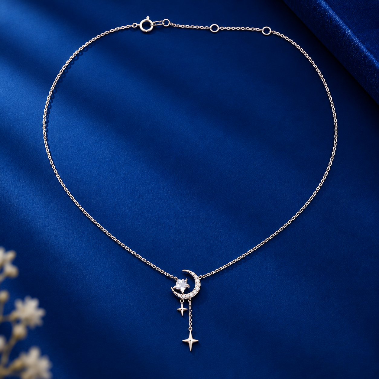 Taravya Celestial Moon & Stars Pendant Necklace