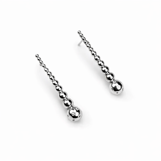 Elegant Silver Bead Drop Earrings