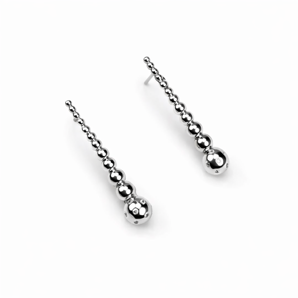 Elegant Silver Bead Drop Earrings
