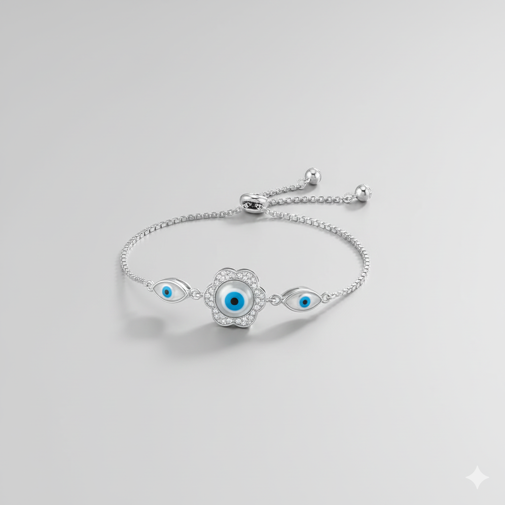 Aura Guard – Adjustable 925 Silver Evil Eye Bracelet