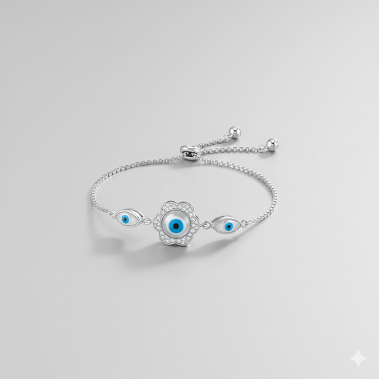 Aura Guard – Adjustable 925 Silver Evil Eye Bracelet