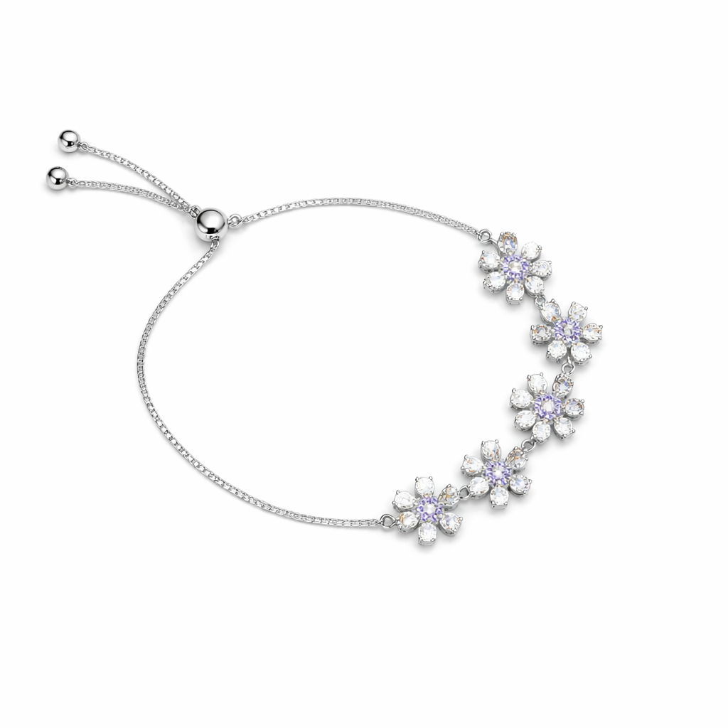 Violet Bloom Zirconia Flower Bracelet