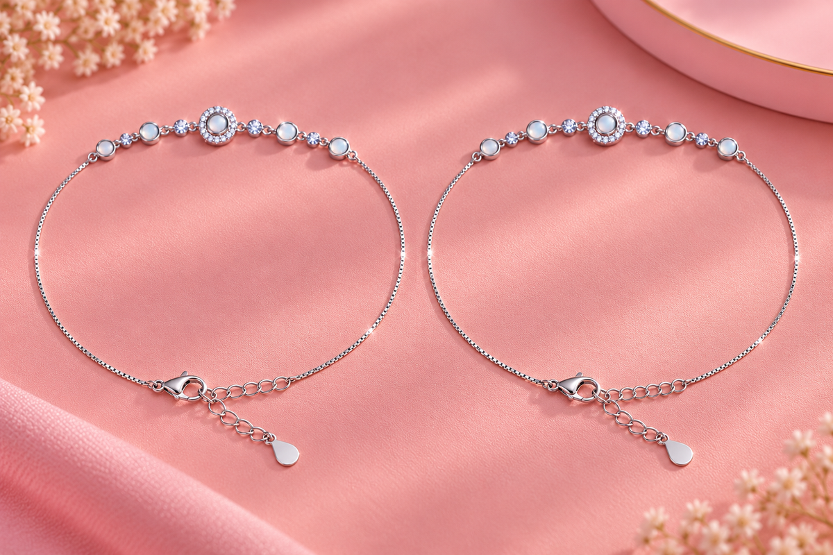 Celestial Halo 925 Sterling Silver Anklet Taravya
