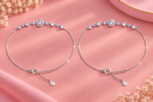 Celestial Halo 925 Sterling Silver Anklet Taravya