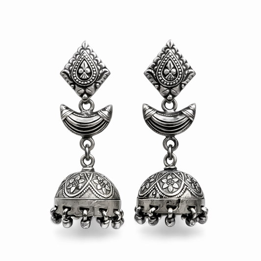 Chaand Baliya 925 Silver Earrings