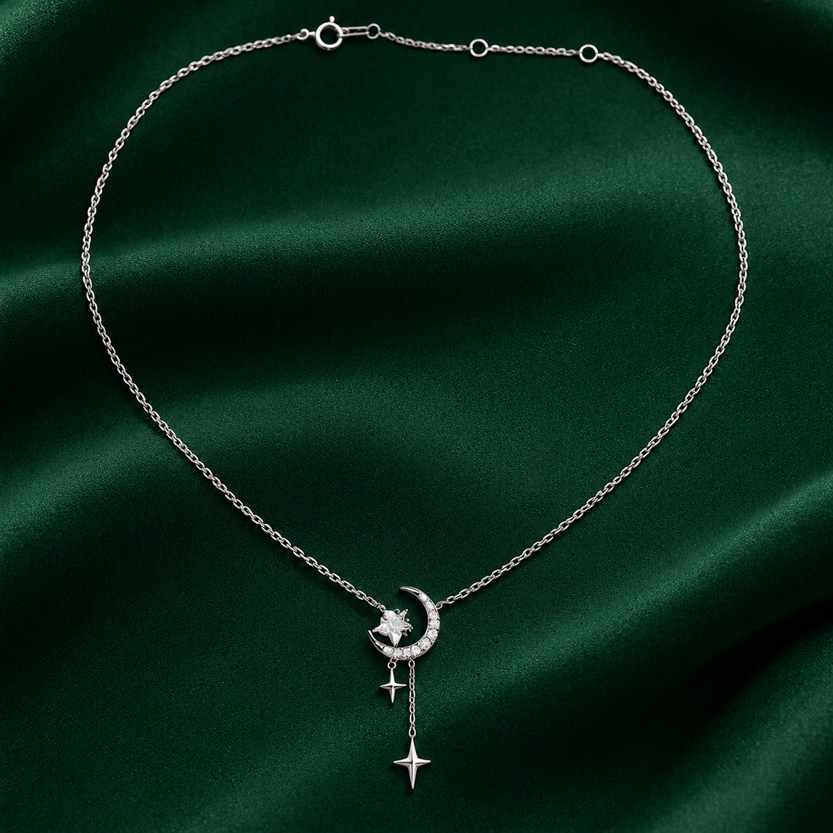 Taravya Celestial Moon & Stars Pendant Necklace