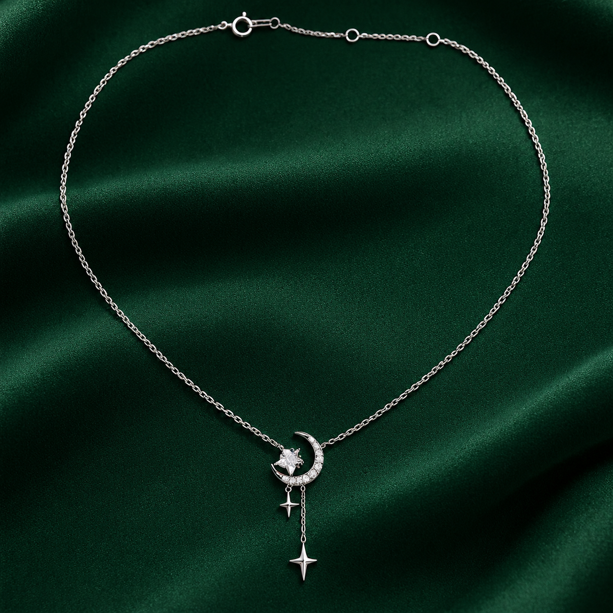 Taravya Celestial Moon & Stars Pendant Necklace