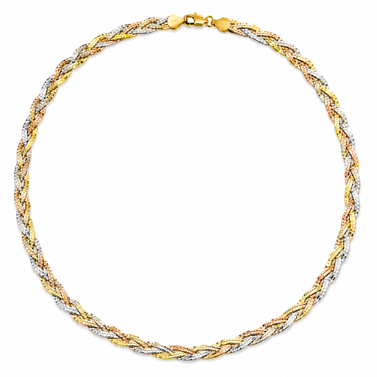 Tricolour Twisted 925 Sterling Silver Chain – 21 cm
