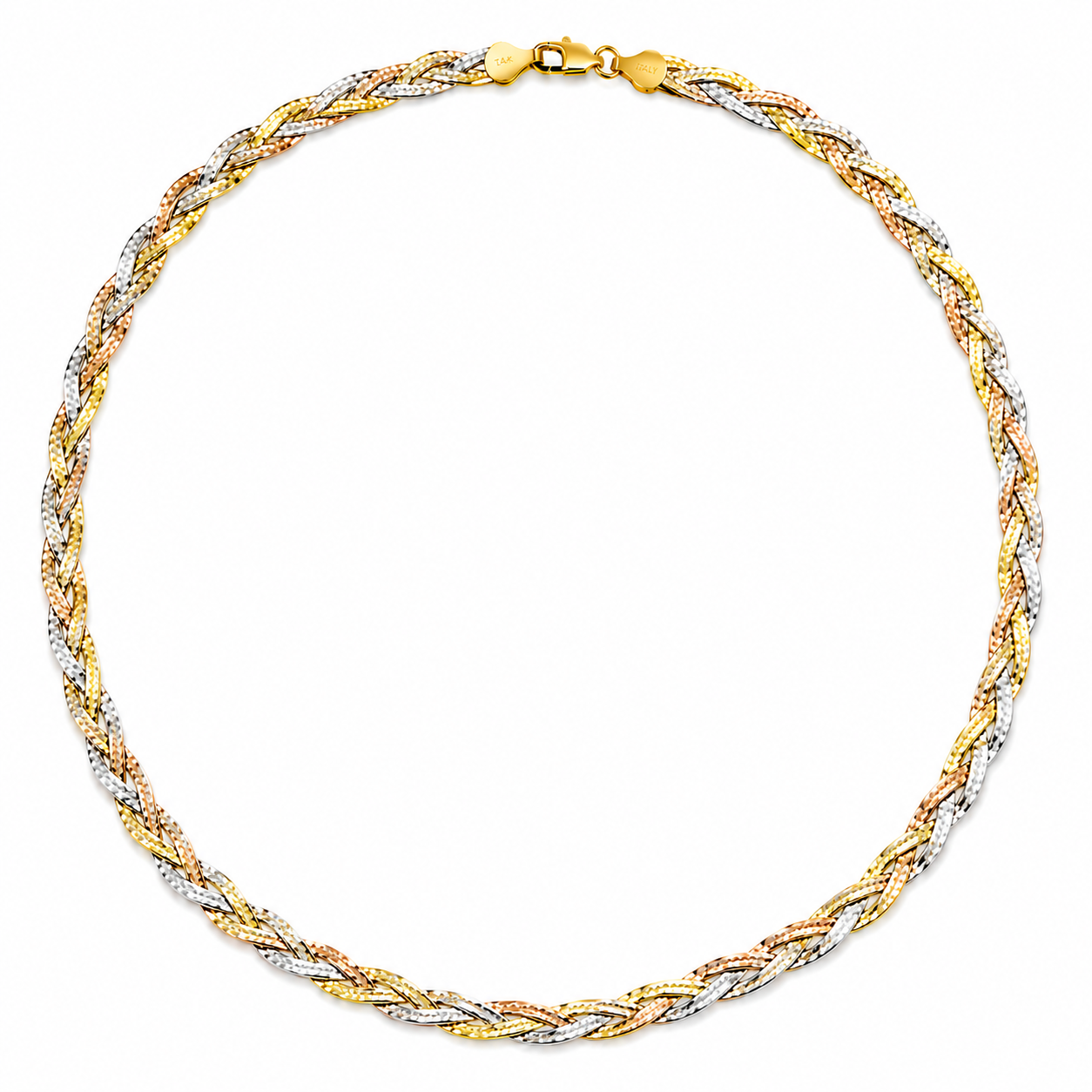 Tricolour Twisted 925 Sterling Silver Chain – 21 cm