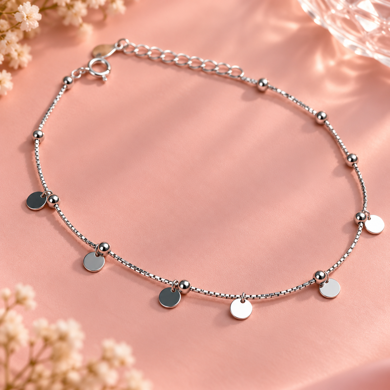 ✨ Taravya Celeste Coin Charm 925 Silver Anklet