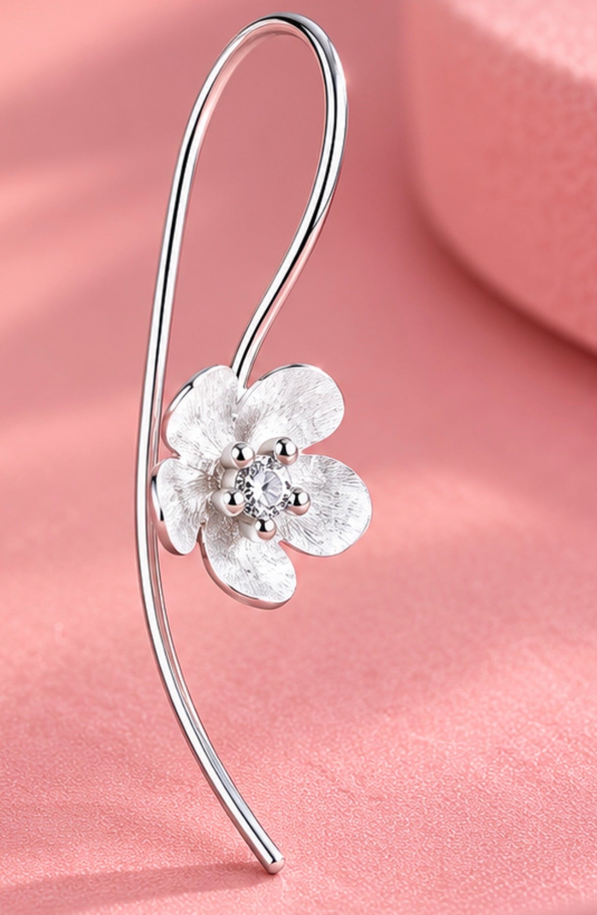 Taravya 925 Silver Blooming Flower Long Drop Earrings