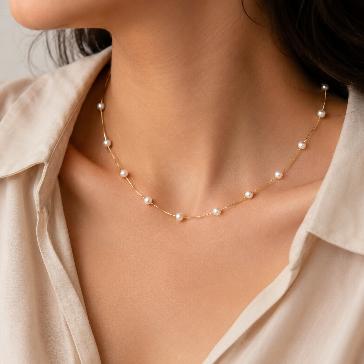 Pearl Elegance Gold-Tone Necklace – 20 cm