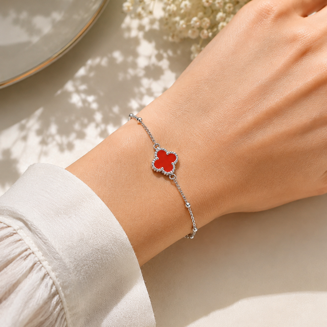 Red Clover 925 Silver Bracelet