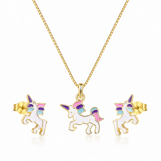 Kids Unicorn Enamel Earrings & Pendant Set (Pendant Only) – 925 Sterling Silver