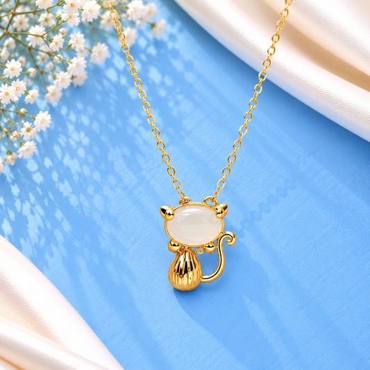 Golden Whiskers Necklace – 925 Sterling Silver with Gold Finish Taravya