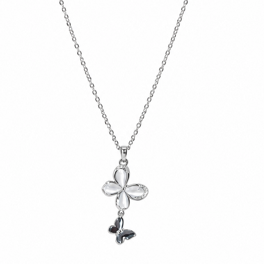 Butterfly Blossom Silver Pendant Necklace Taravya