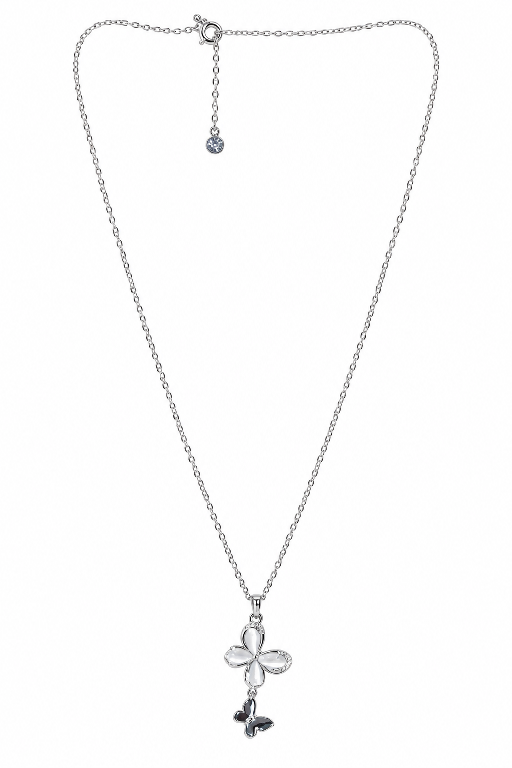 Butterfly Blossom Silver Pendant Necklace