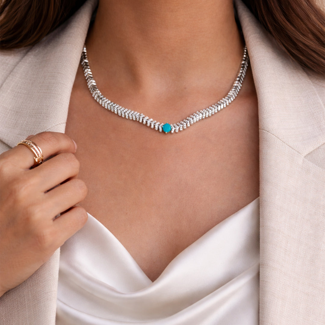 Aqua Vira Silver Necklace