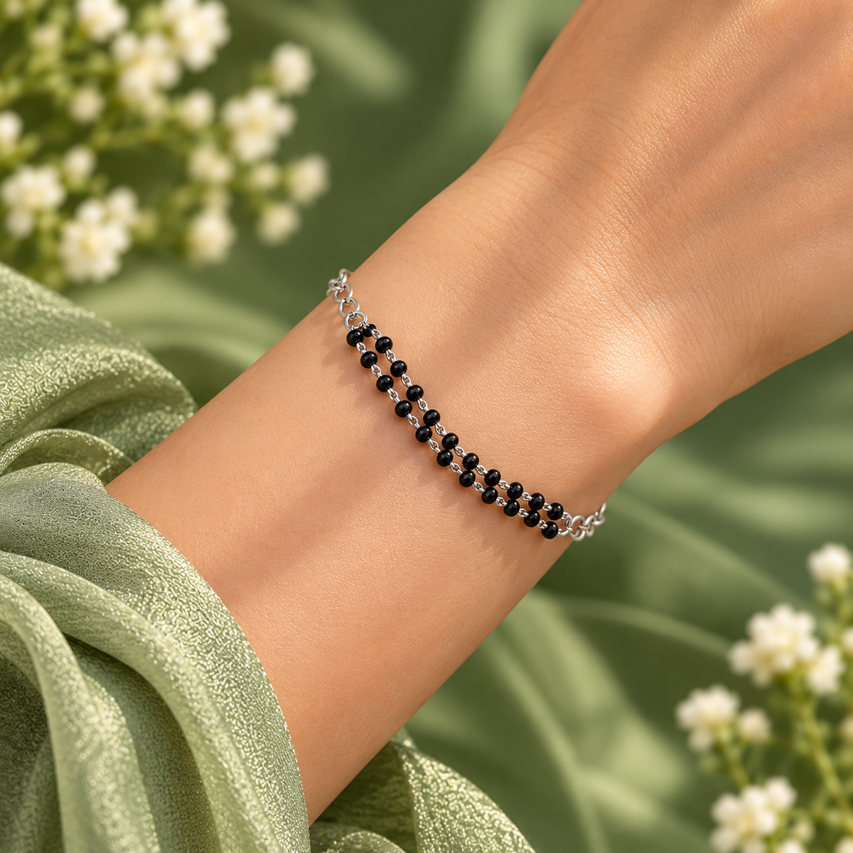 ✨ Taravya Noir Double-Row Black Bead Bracelet Taravya
