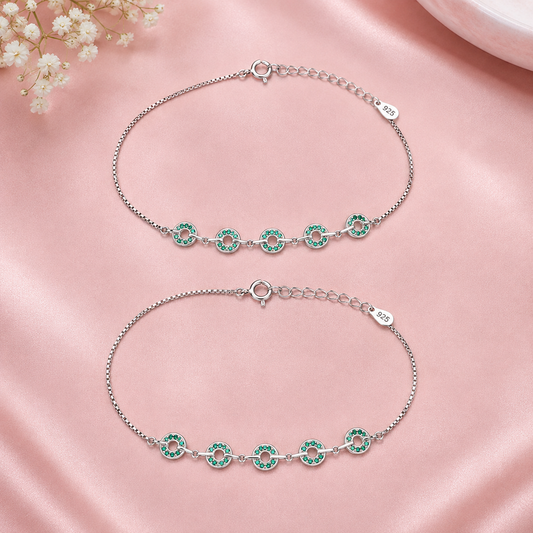 Emerald Circle 925 Silver Anklet(Single)