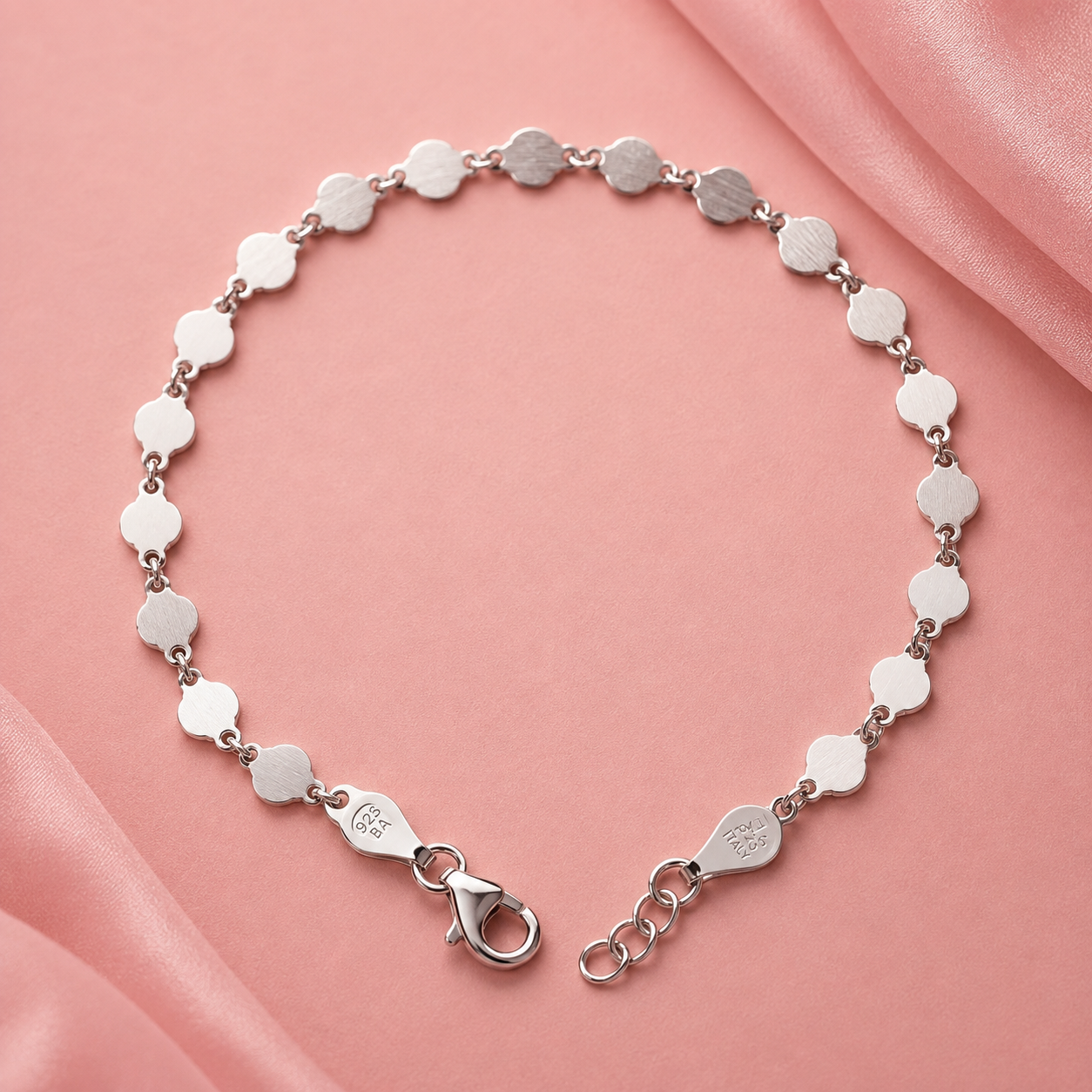 Silver Clover Link Bracelet