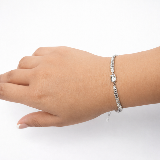 Lustre Line – 925 Silver Tennis Bracelet