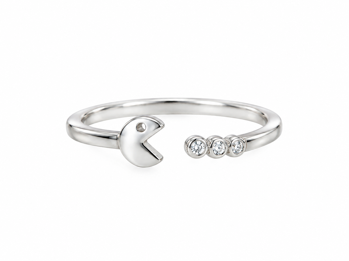 Crescent Moon CZ Adjustable Ring