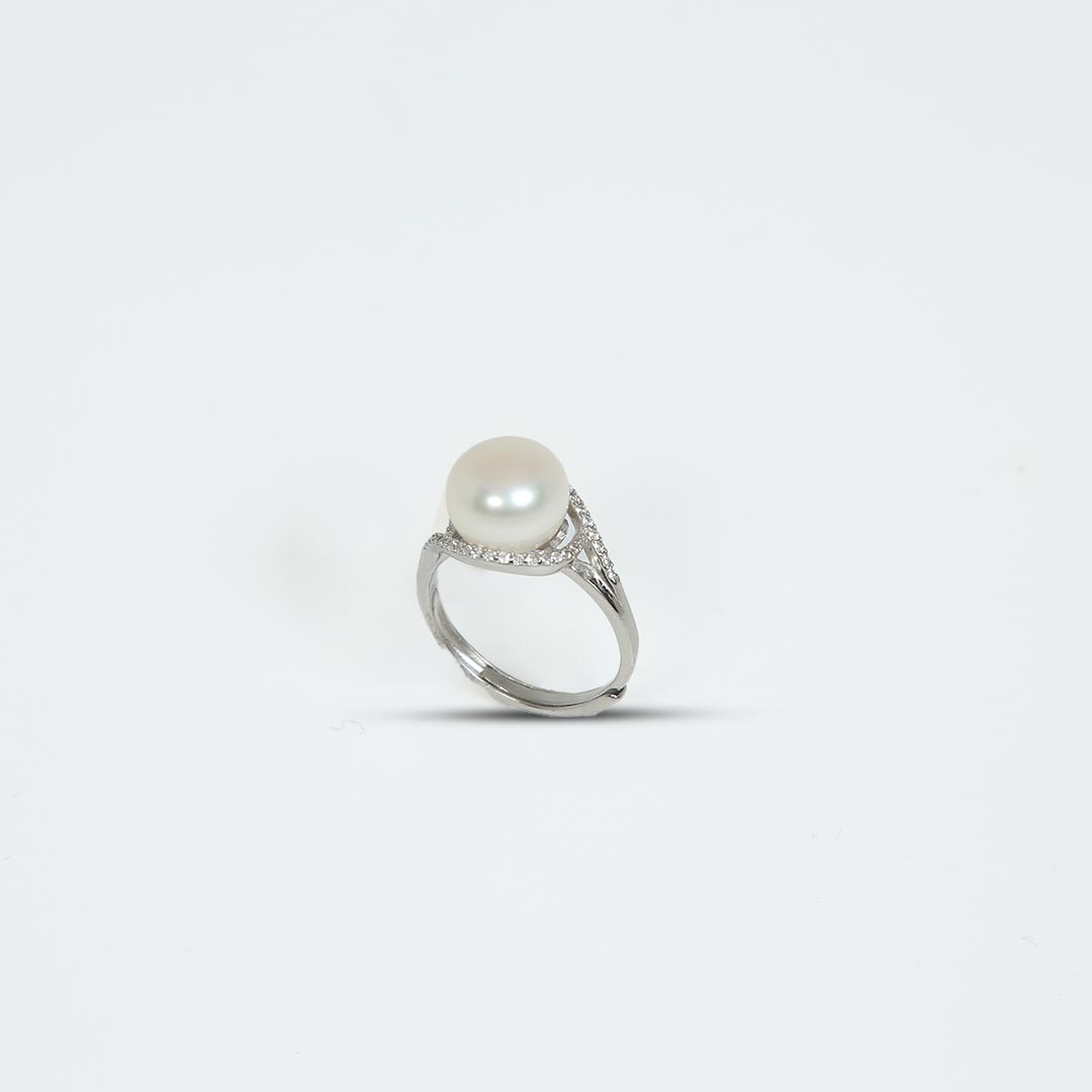 Adjustable Pearl Ring Pure 925 Silver