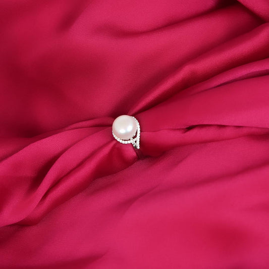 Adjustable Pearl Ring Pure 925 Silver