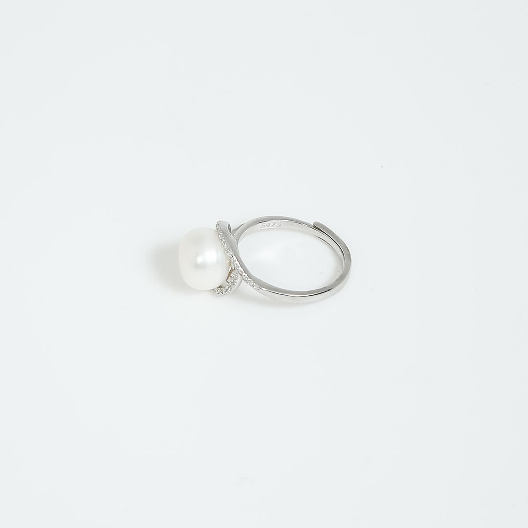 Adjustable Pearl Ring Pure 925 Silver