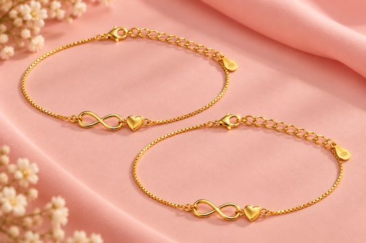Eternal Love 925 Sterling Silver Anklet – Gold Finish Taravya