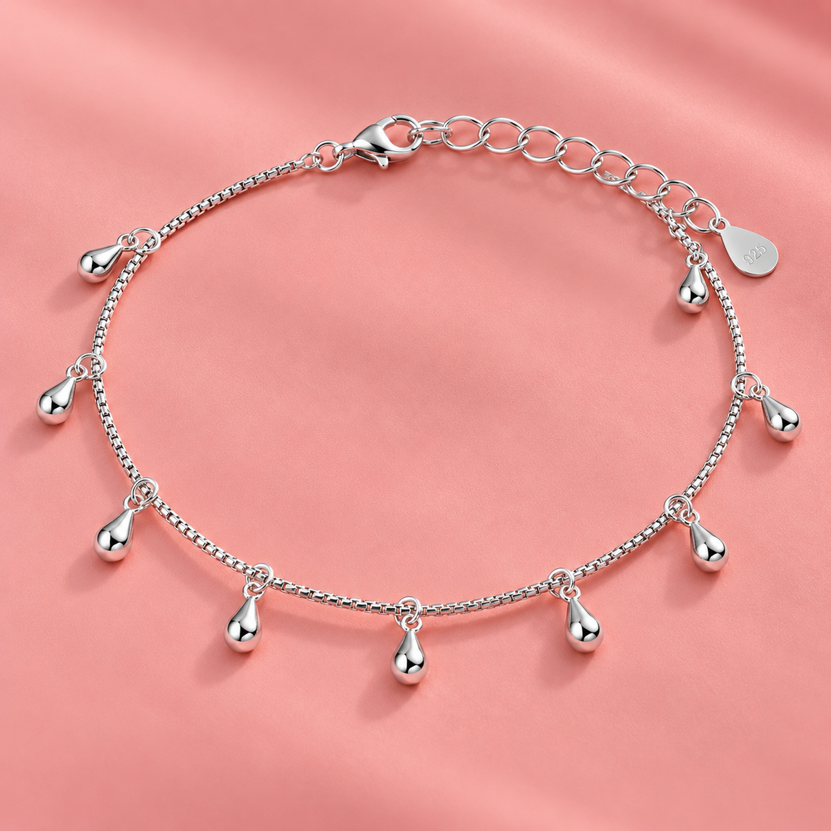 Drop Elegance 925 Sterling Silver Anklet Taravya