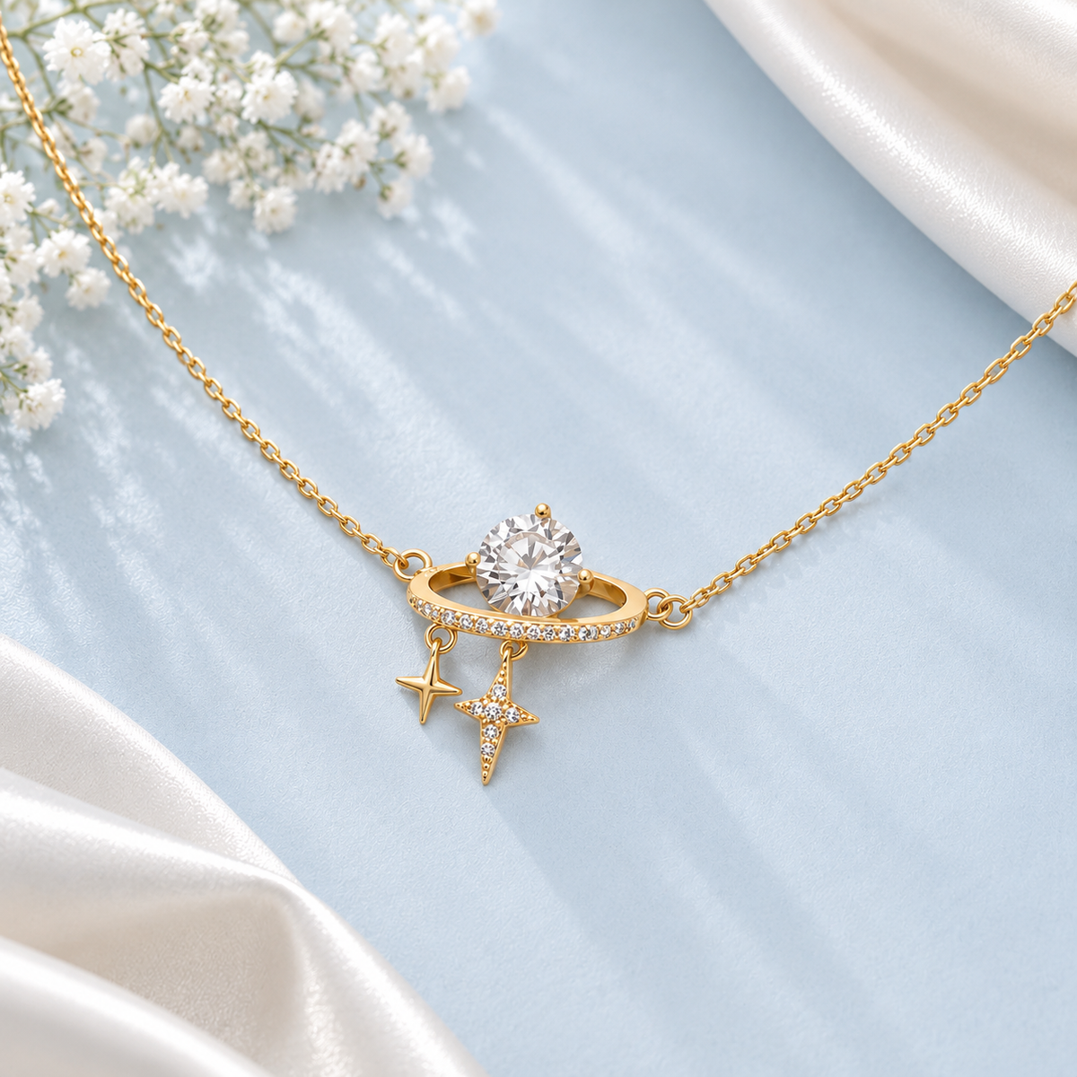 Silver Orbit Gold Necklace Taravya