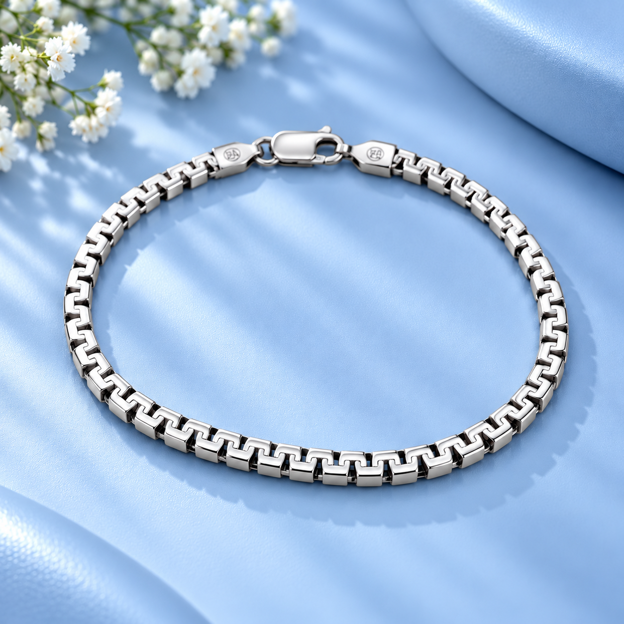 Taravya Geometric Link 925 Silver Bracelet