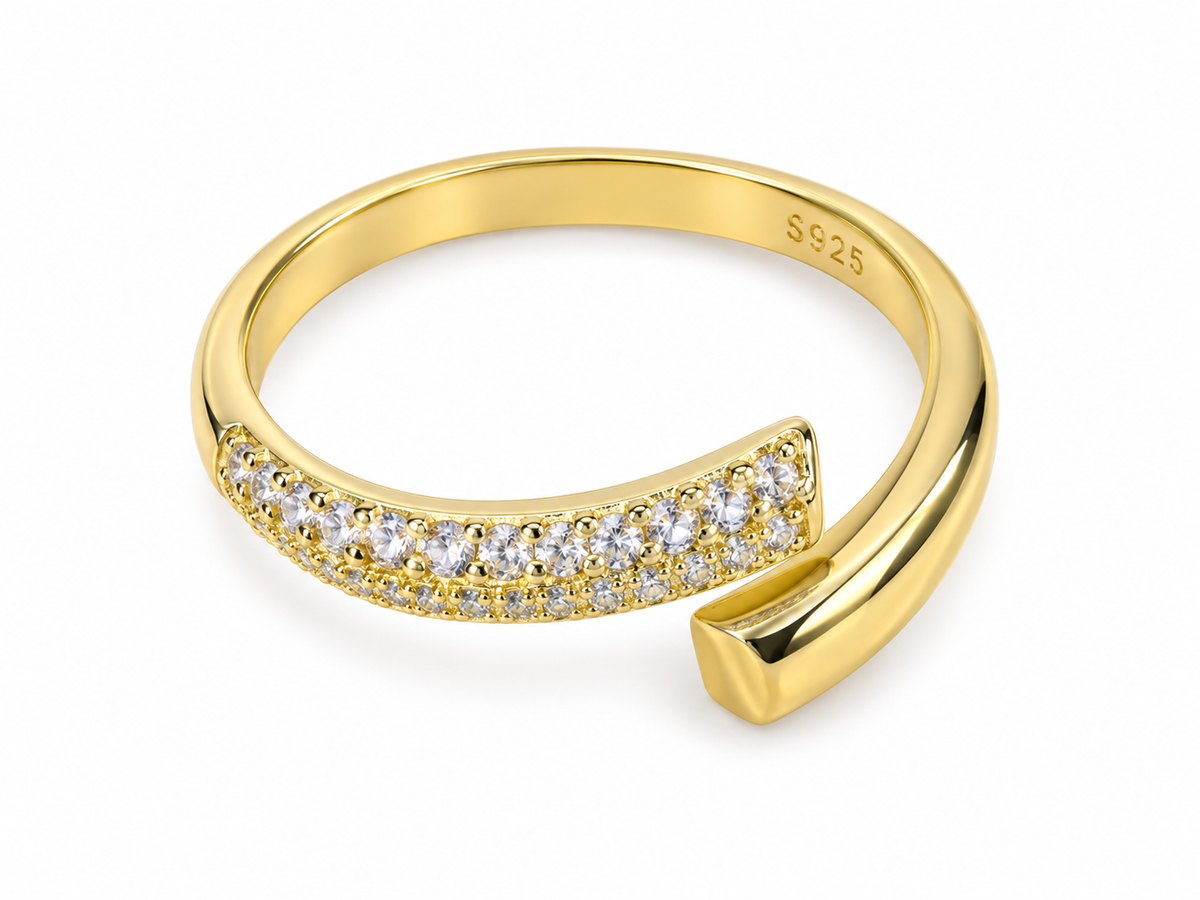 Adjustable CZ Pave Band Ring