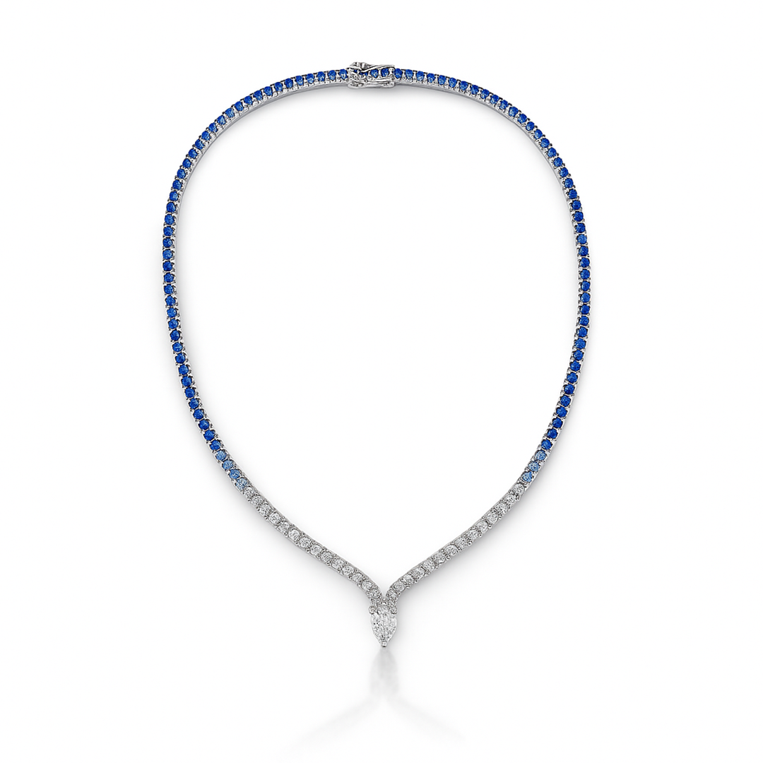 Blue Ombre Necklace Pure 925 Silver